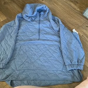 Pull over three for zipper quilted sweatshirt